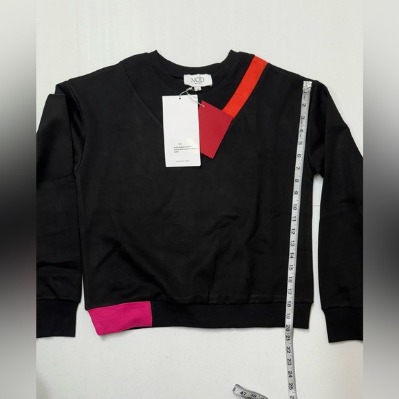 NOD New York Women’s Black & Red Long Sleeve Crew Neck Cropped Short Sweater S - Picture 8 of 8
